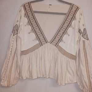 Free People Aria long sleeve Peasant Top sz Lg